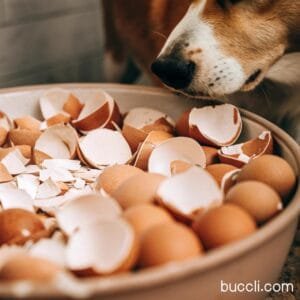 Dog seeing eggshells