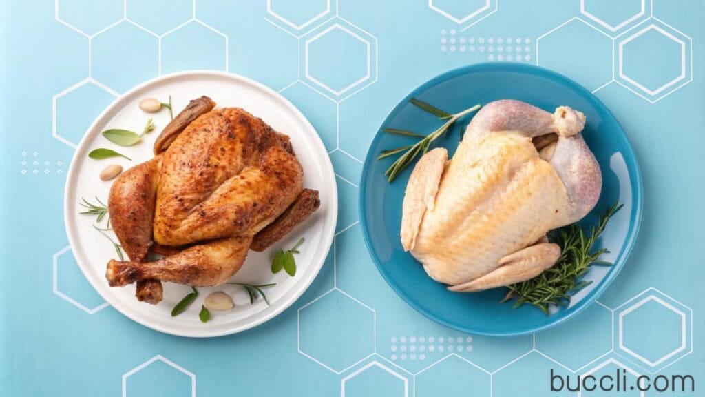 Raw vs cooked chicken