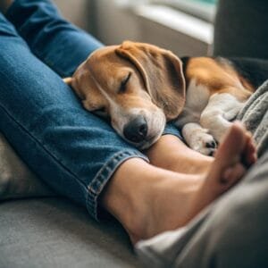 why do dogs sleep at your feet