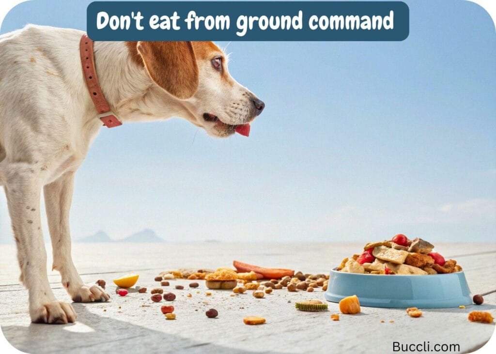 Teaching a dog for not to eat dog from the ground